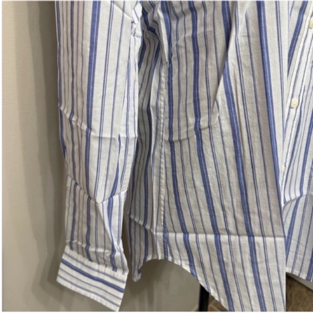NWT UNTUCKit Women’s PERSE Blue and White Striped Button Down Shirt Size 6 - Picture 8 of 10